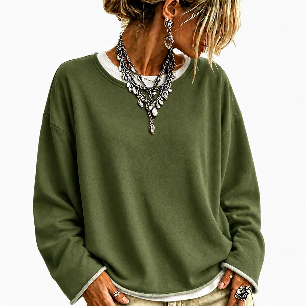 Damenmode Lässiges lockeres Langarm-Sweatshirt Pullover für den Alltag
