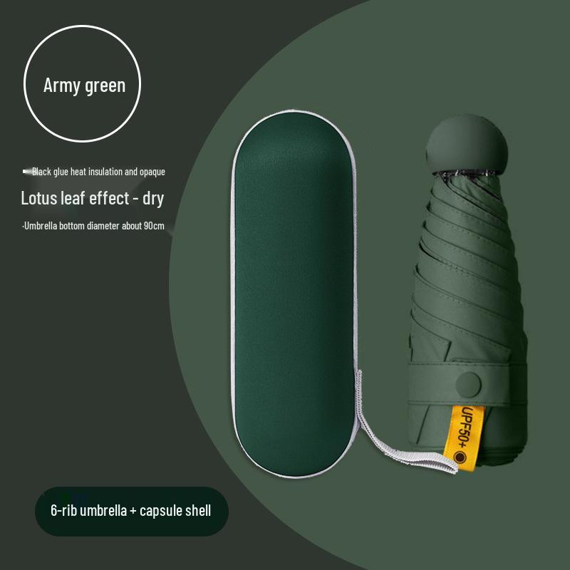 Lätt UV-skyddande Kapselparaply - Bärbart Dubbelanvändningssolskydd för Kvinnor, Soliga och Regniga Dagar