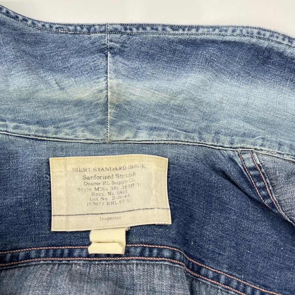 RRL Indigo Metal Button Shawl Collar Denim Shirt Tops M IndigoUsed