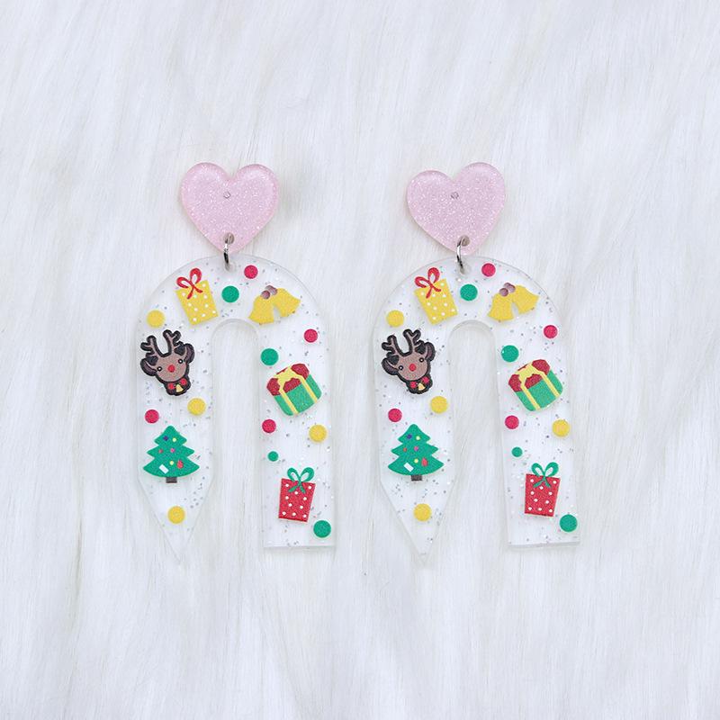 Christmas Acrylic Dangle Earrings: Reindeer, Candy Cane, Tree & Snowflake Designs