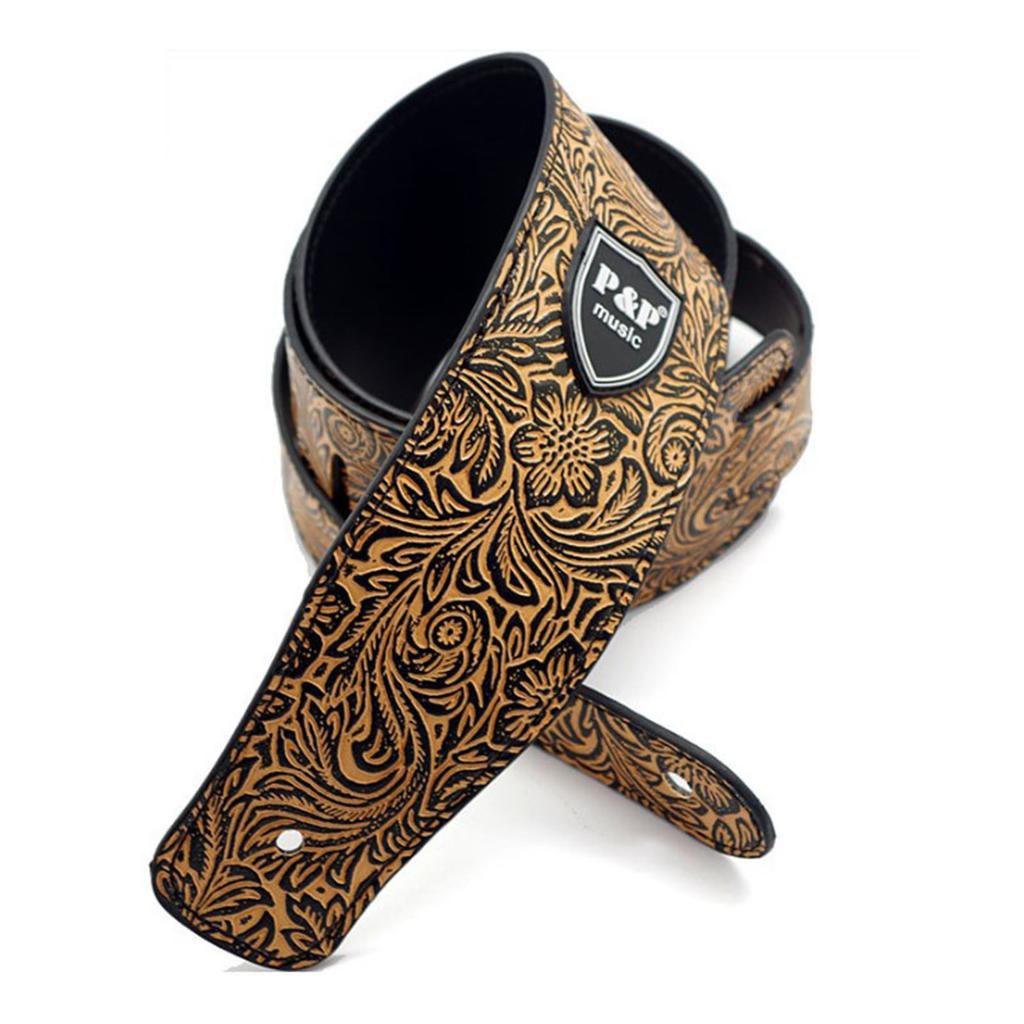 רצועת גיטרה רצועת כתף מתכווננת עור PU רך עמיד למים לנגינה נשיאה