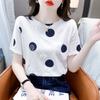 Women Summer Short Sleeve O Neck Gradient Color Letter Printed Fashion Cotton T Shirt Top