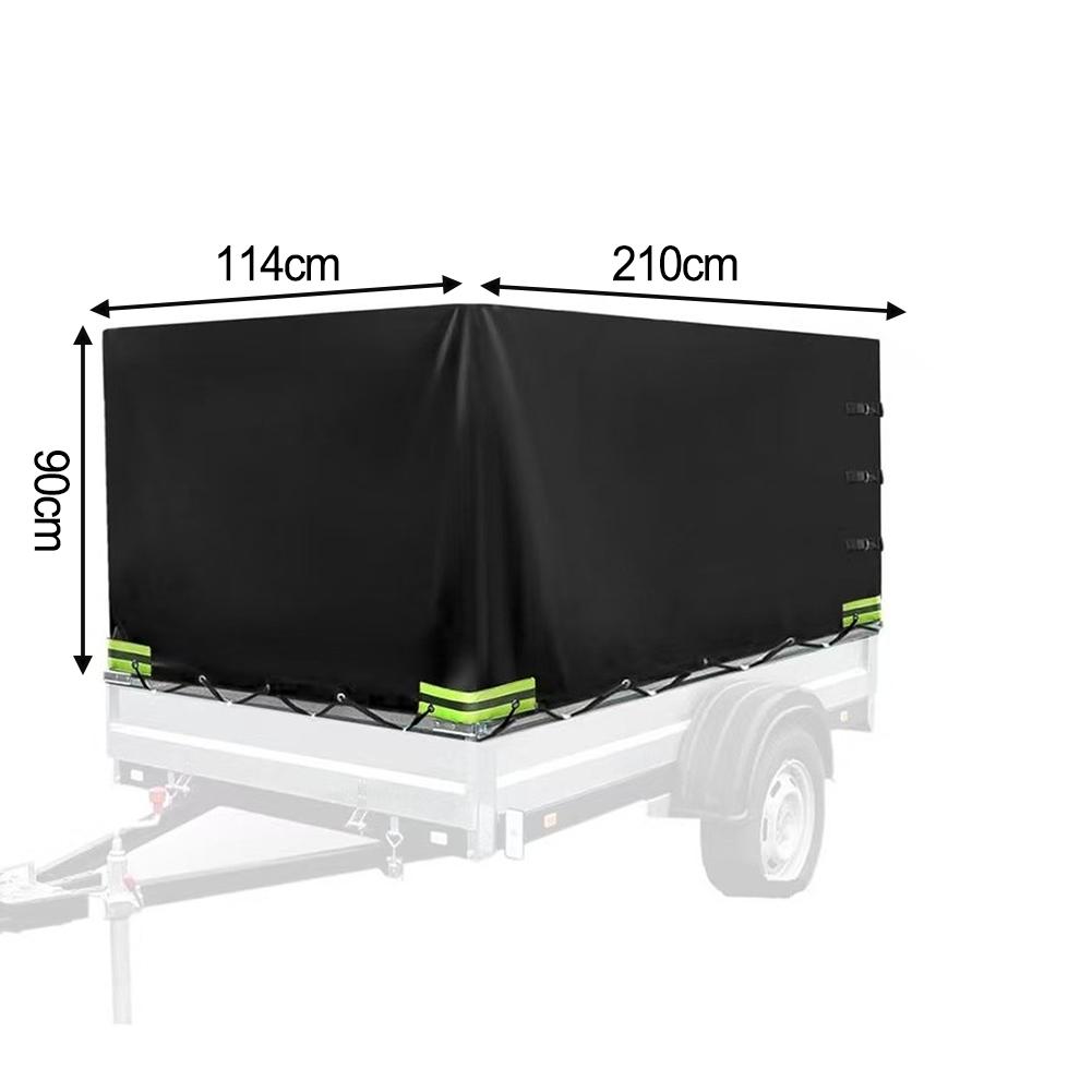 1PC Trailer Cover 420D Oxford Polyester Fabric 210*114*90cm Utility Trailer Cover Waterproof Windproof Heavy Duty Black Dump