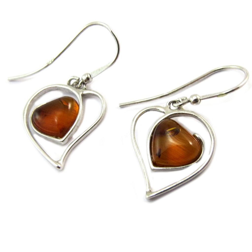 Les TréSors De Lily [P2579] - Boucles Argent 'Love' Ambre Cognac (Rhodié) - 10X10 Mm Hnedá-image