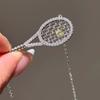 Zirconia Metal Pendant Necklace With Diamonds Sweater Chain Tennis Racket Necklace  Jewelry Gifts