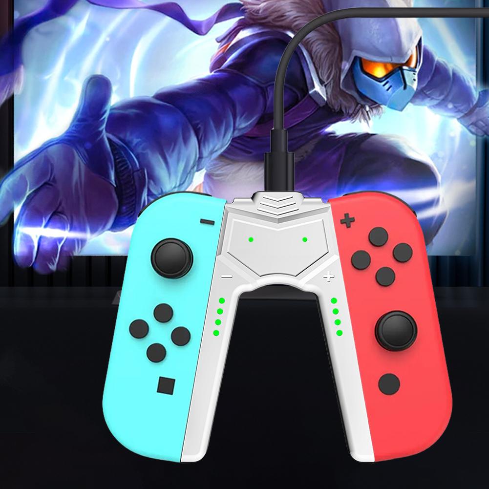 For Switch OLED Joy-Con Ladegrep Type C Håndtak Lader med indikatorer Kontrollerkontakt for Nintendo Switch OLED-modell
