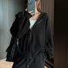 Womens Oversized Hooded Zip-Up Coat Winter Thick Warm Casual Jacket Plain Solid Color