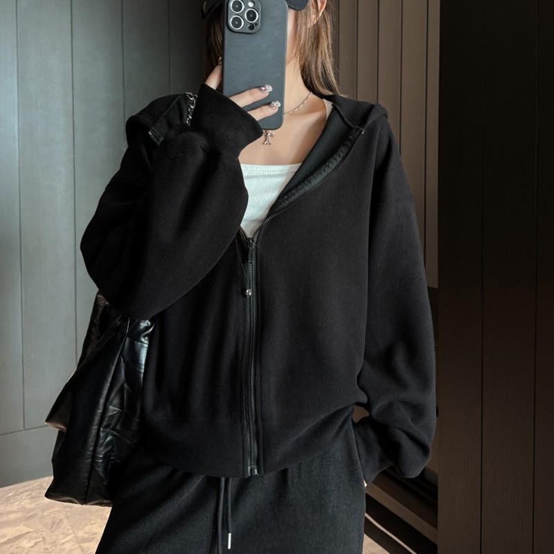 Womens Oversized Hooded Zip-Up Coat Winter Thick Warm Casual Jacket Plain Solid Color