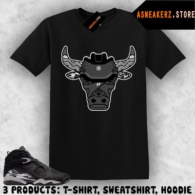 Tee Shirt Matching AJ 8 Retro Chrome 2026 To Match Sneaker Bull Head T-Shirt