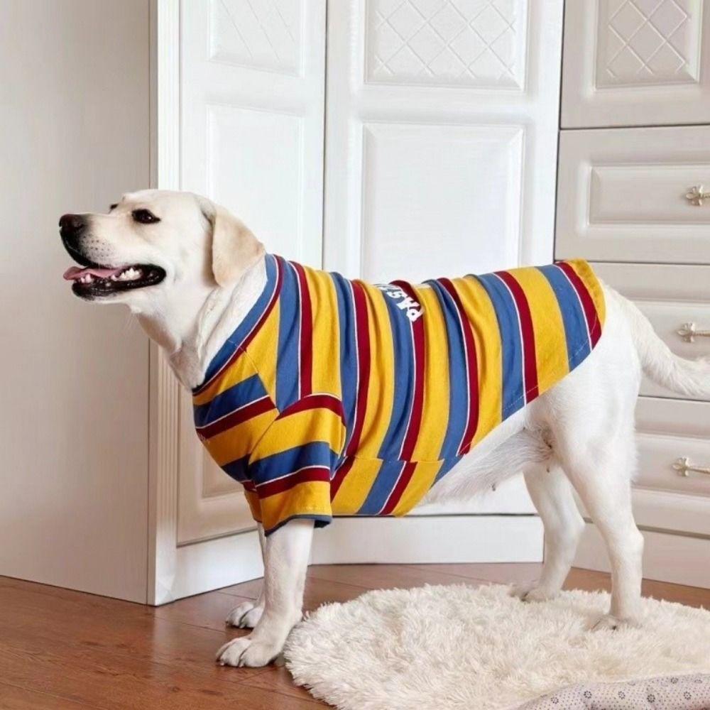 Comfortable Dog Stripes Vest Large Size Dog Short Sleeve Pet Summer T-Shirt  Beach Travel