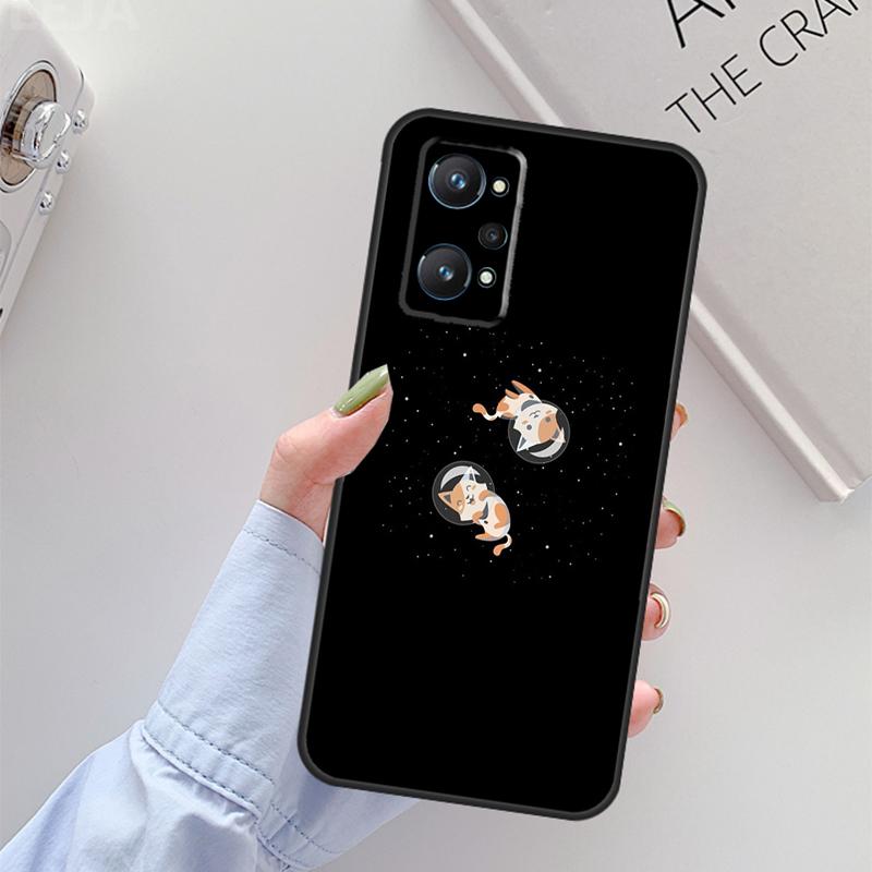 Space Happy Cats For Realme 11 10 12 13 14 Pro Plus GT 5 6 6T GT7 Pro C67 C61 C53 C51 C21Y C25S C55 C75 Case