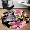 1pc Butterfly Floral Pattern Carpet, Round Non Slip Durable Large Size Office Carpet, Suitable for Office