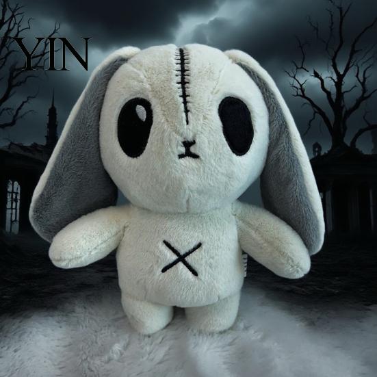 Unique Photography Prop Halloween Horror Bunny Plush Toy, Cute Creepy Rabbit Stuffed Animal Alternative Room Decor Doll for Kids, Soft Collectible