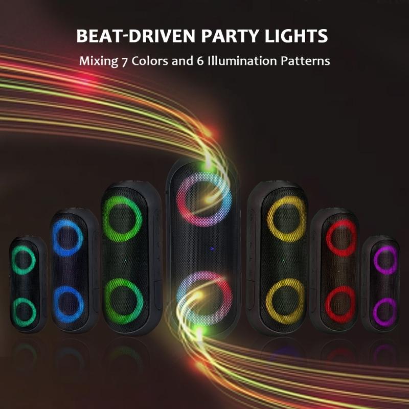 Waterproof Bluetooth-compatible 5.0 Speaker With RGBs Light Effects Portable Outdoor Wireless Speaker Long Playtimes Plastic Housing