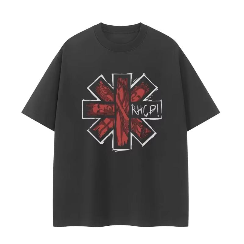 Red Hot Chili Peppers Red Hot Chili Peppers Groupe Épaule Ample Coton Col Ras du Cou Rock Homme et Femme Coton T-Shirts Manches Courtes