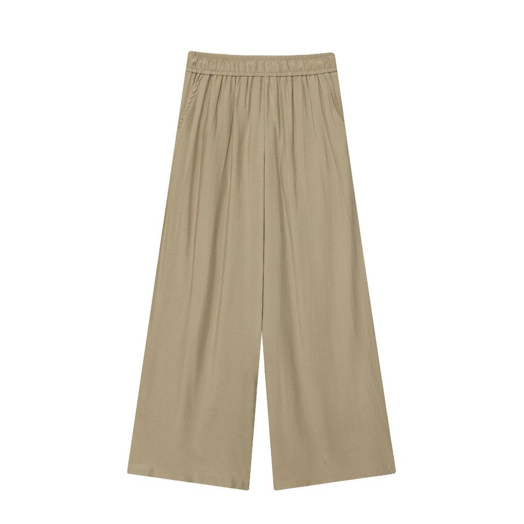 European Women's 2025 Fashion Wide-Leg Stretchy Waist Trousers