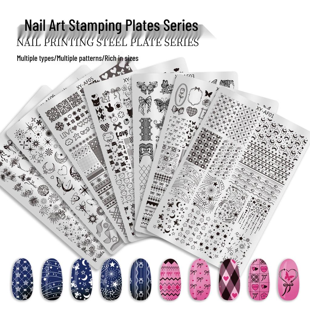 Nail Art Stamping Plates: Plaid, Butterfly, Cartoon Animals, Apple Designs
