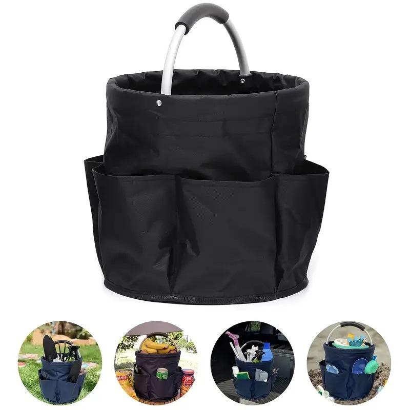 Portable Foldable Picnic Basket Garden Tool Basket Outdoor Handheld Basket Travel Storage Wash Bag Garden Storage Basket