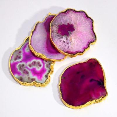 Natural Agate Coasters Bar Beer Coffee Tea Coaster Set of 4 Coasters Perfect Table Accessories Tableware
