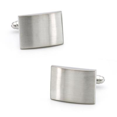 Rectangular Pure Copper Electroplated Cufflinks - Metal Brushed Finish for Men's French Shirts