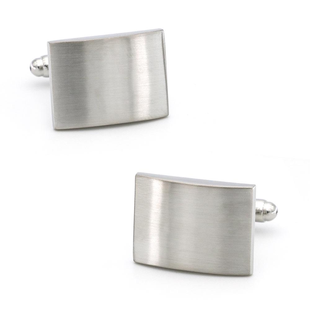 Rectangular Pure Copper Electroplated Cufflinks - Metal Brushed Finish for Men's French Shirts