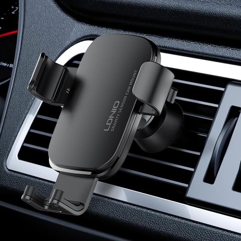 LDNIO MG10 Upgraded Aluminum Gravity Car Phone Holder Air Vent Car Mount Phone Holder Dashboard Car Holder Mobile Phone Mount ABS чёрный