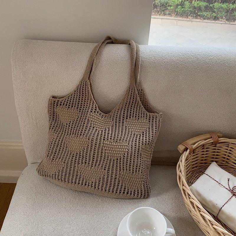 Handmade Woven Heart Tote Bag - Large Capacity Casual Beach Shoulder Bag