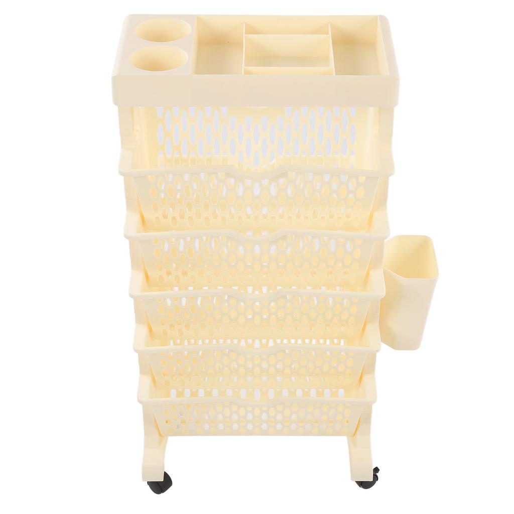 Movable Bookshelf 6 Tier Large Capacity Thickened Multifunctional Rolling Book Rack for Deskside Living Room