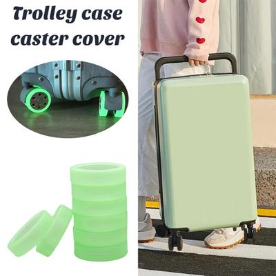 8Pcs Silicone Luggage Wheel Covers Noiseless Fluorescent Suitcase Wheel Silent Sleeves Wheels Protector for Travel