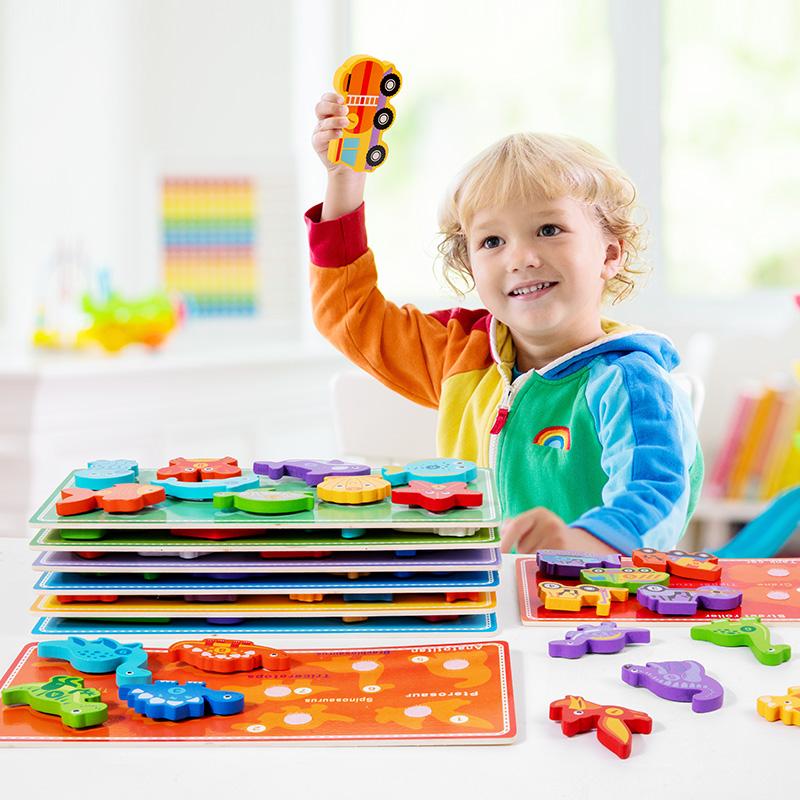 3D Puzzle Children's Early Education Toy Animal Transportation Velcro Sea Fruit Shape Funny DIY Paste Puzzle Toys Gifts for Kids