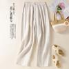 Real Shot Summer New Cotton and Linen Large Size Literary Loose Casual Wide-leg Nine-point Pants Women's Clothing