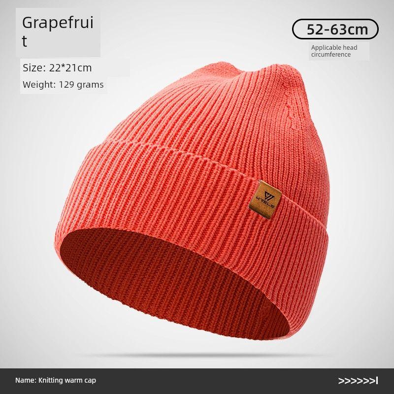 

Fall and Winter Warm Knitted Hat Men s and Women s Fashion Outdoor Running Sports Cap Windproof Earflaps Skiing Hiking Thickened Beanie Hat Grapefruit One size