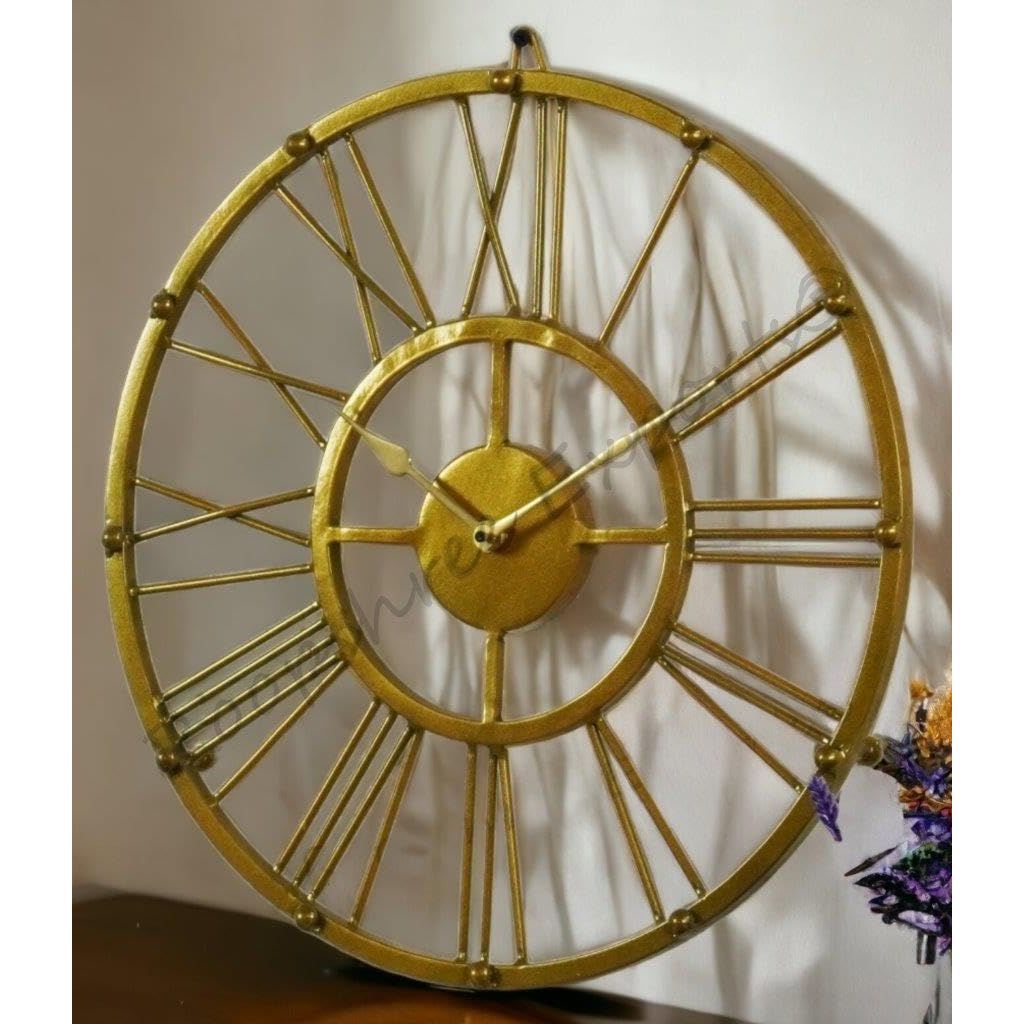 Vintage Clock Iron Gold Wall Clock, Analog, 15 Inch