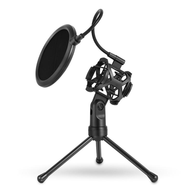 

Microphone Stand with Shock Absorption and Wind Shield Desktop Microphone Holder for Clear Auditory Captures 1