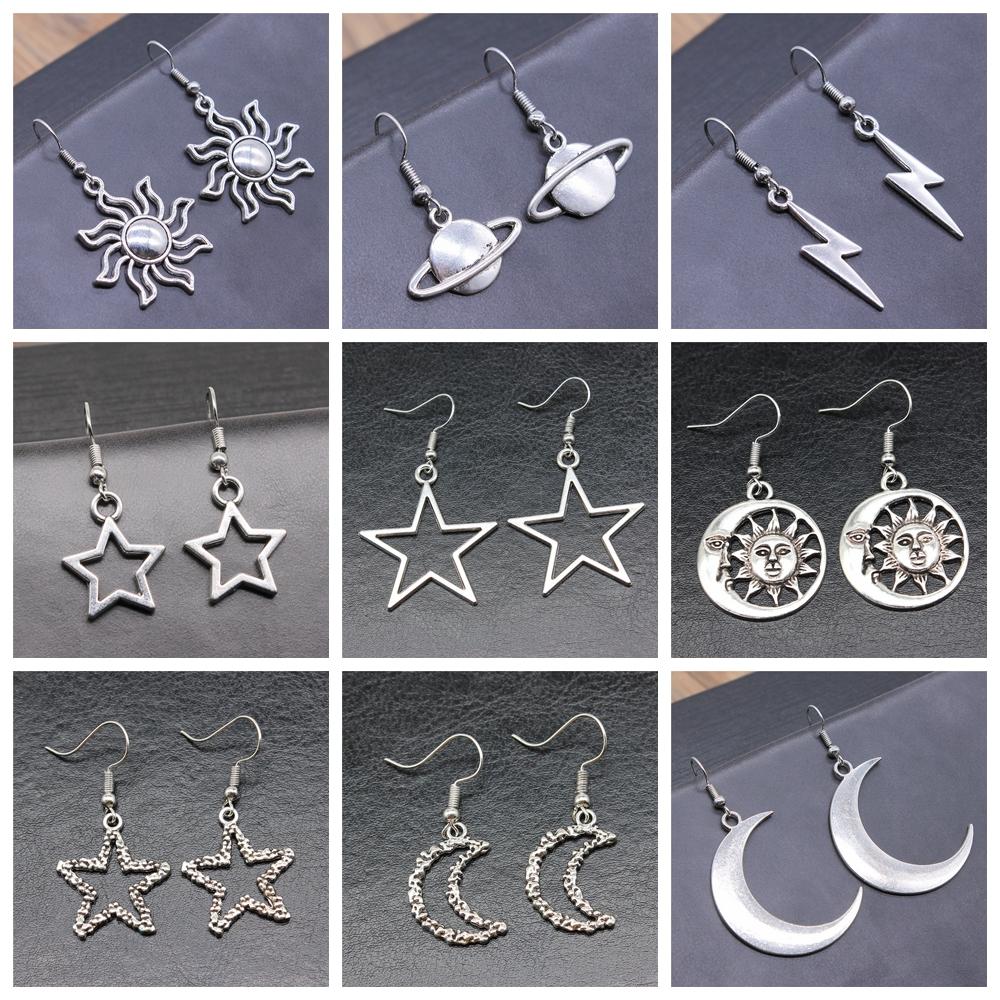 53 styles Inspired Jewellery Fashion Women Gifts Vintage Moon Sun Star Dangle Drop Earrings For Women Statement Wiccan Jewelry