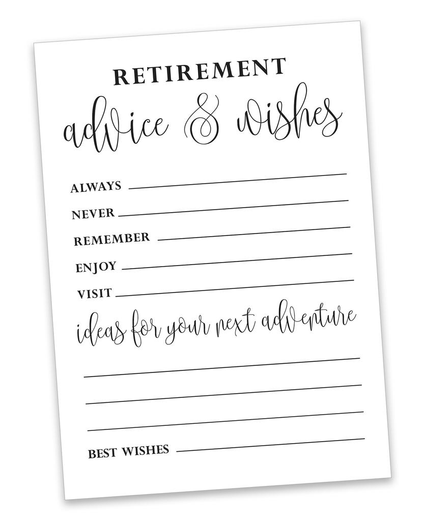 Inkdotpot Pack of 50 Advice & Wishes for Retirement Party, Game Activity for Retirement Party Celebration, Guestbook Alternative 5X7 Inches