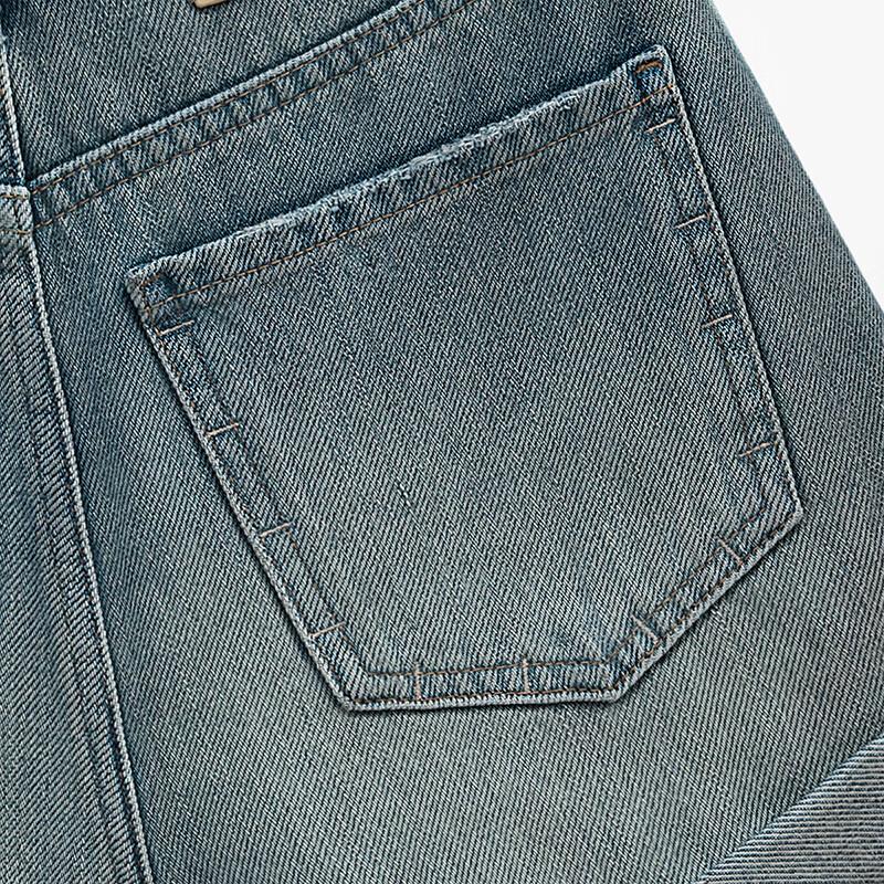 Shorts en jean vintage délavé taille haute jambe large Sisbaishe