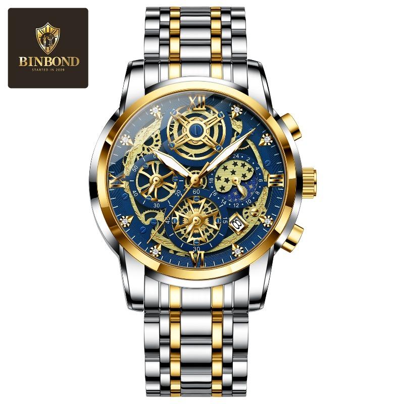 Binbang Men's Watch Casual Multifunctional Waterproof Trend Business Luminous Watch Men's Quartz Watch