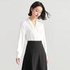 Kassye Women's White V-Neck Chiffon Business Shirt