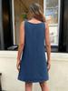Mono de Mezclilla sin Mangas para Mujer Vestido Mini Cuello Redondo Vestido Vaquero con Bolsillos