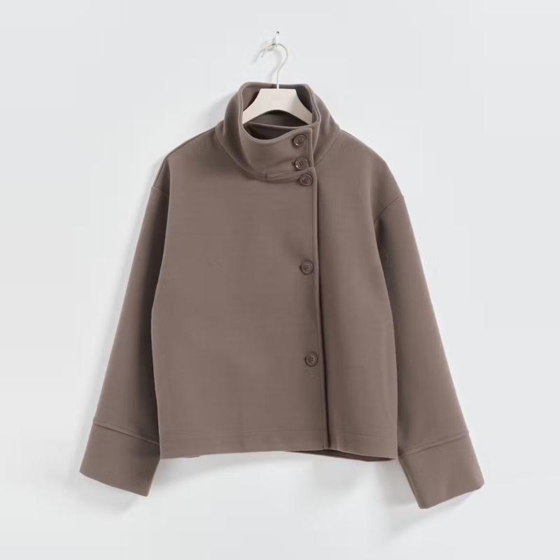 2025 Spring/Summer Women's Elegant Stand-Up Collar Short Woolen Coat