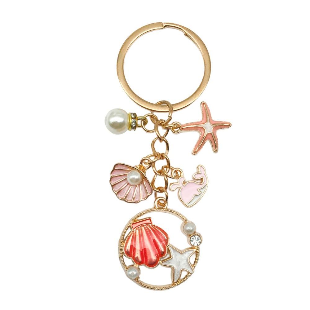 Blue Color Dolphin Keychain Faux Pearl Pearl Keychain Beautiful Enamel Keychain Handmade DIY Style-1