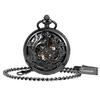 TREEWETO Mechanical Skeleton Pocket Watch with Lucky Phoenix & Dragon Design, Hollow Case, Chain, and Gift Box