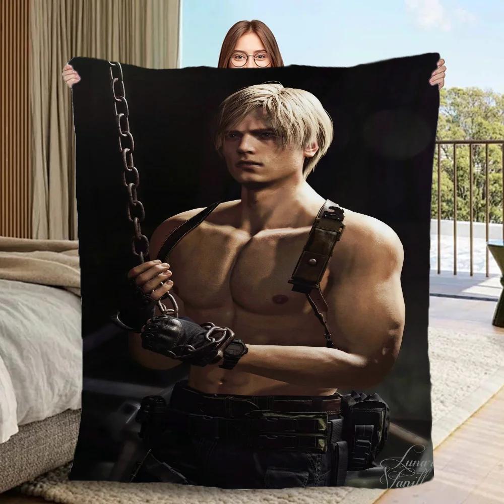 Anime deka na pohovky Leon Kennedy Mikrovlákno Ložní prádlo Tenká vatelínová deka Přehoz Postelové deky & Přehozy Nadýchaná kostkovaná Cobija