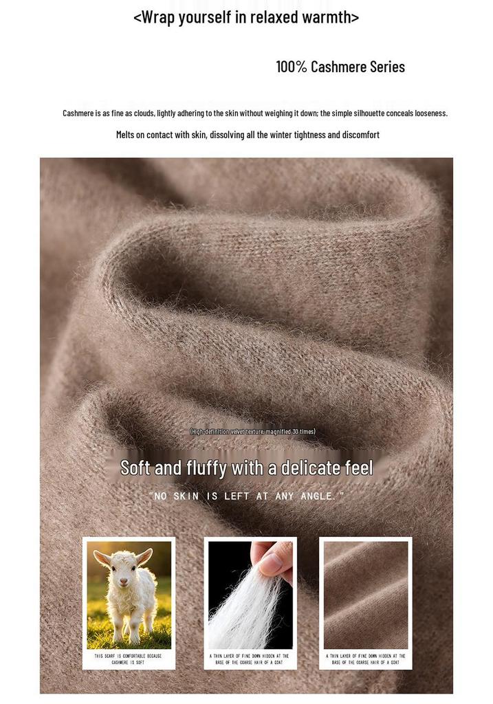 Pure Cashmere Half-High Collar Sweater: Autumn/Winter Loose Knit Base Layer