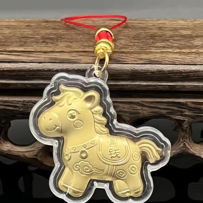 Year Of Chinese Zodiac Horse Lucky Pendant Keychain Copper Feng Shui Wealth Key Ring Women Men Bag Charm Jewelry Gift