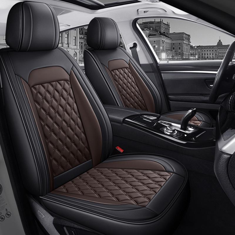 Leather Car Seat Covers, Universal Faux Leather Car Seat Covers 5 Seats, Automotive Seat Covers for Most Sedans SUVs Trucks, Front and Rear Seat Cover