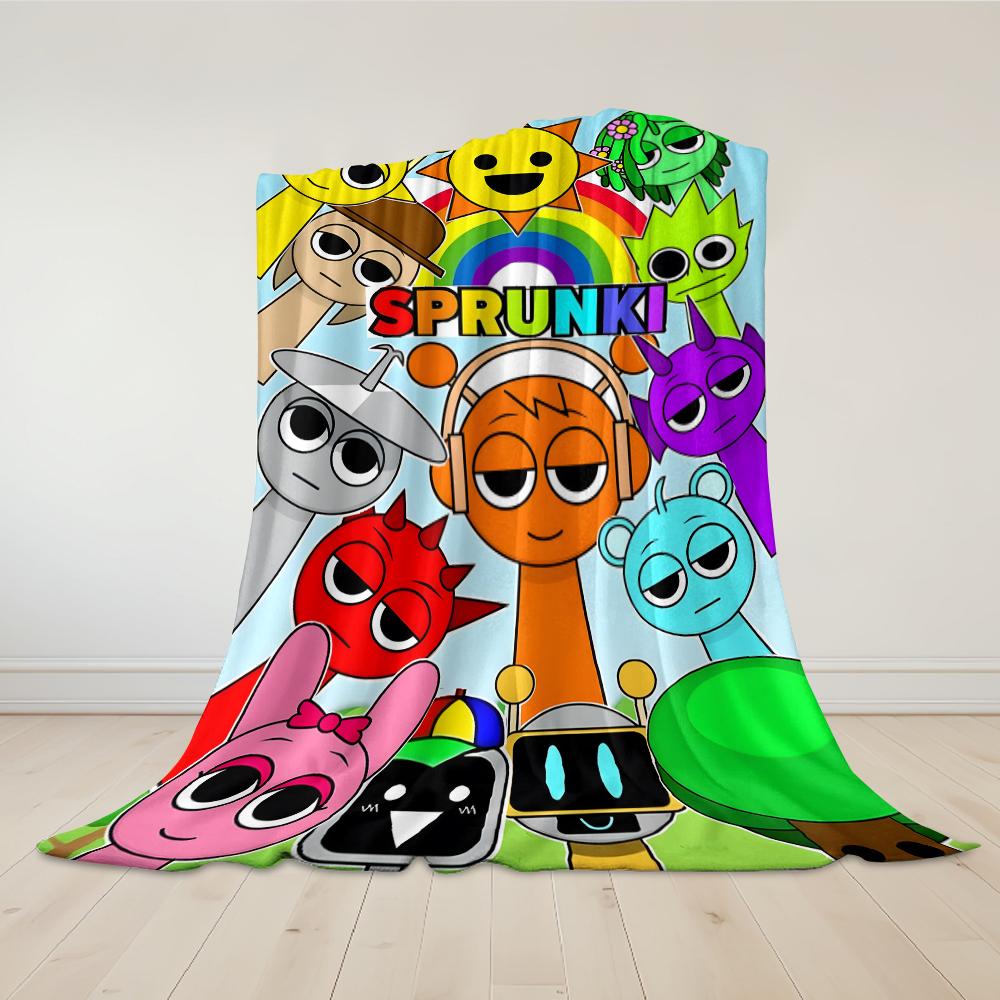 Sprunki Characters Flannel Blanket Warm Soft Halloween Christmas Couch Warm Cozy Decorative Decor Gift For All Season