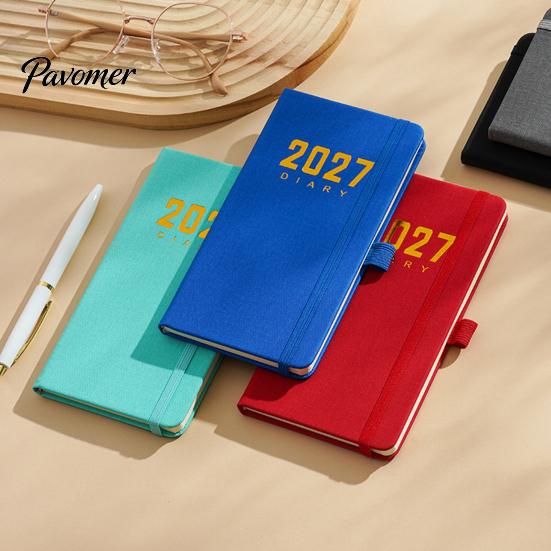 Student Academic Organizer 2027 Daily Planner with PU Leather Cover, A6 Pocket Size Time Management Notebook Agenda, Portable Pen Holder for Efficient