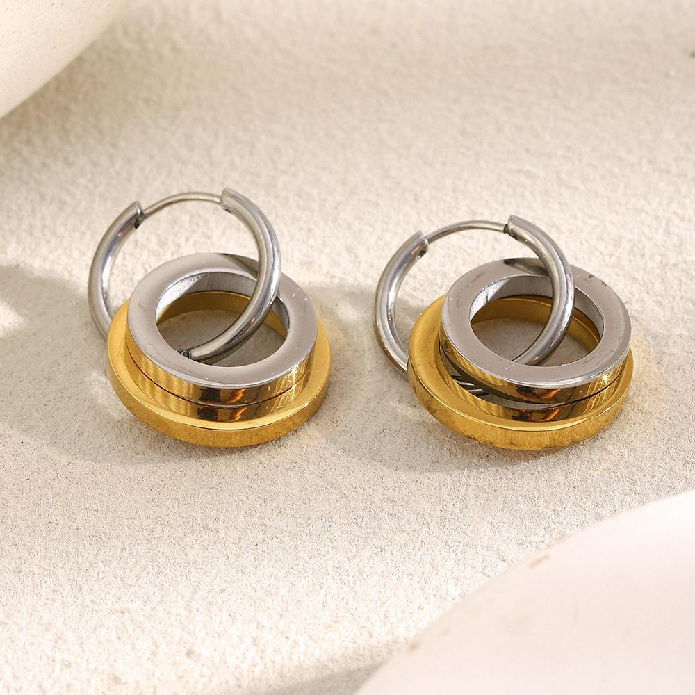 MamacitaSlay 316L Stainless Steel Two Tone Star Oval Round Hoop Earrings Party Waterproof Jewelry Women's Unique Cool Earrings